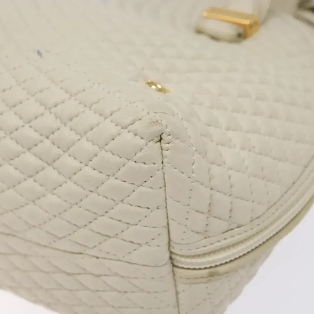 Bally Leather Handbag White Gold Cream